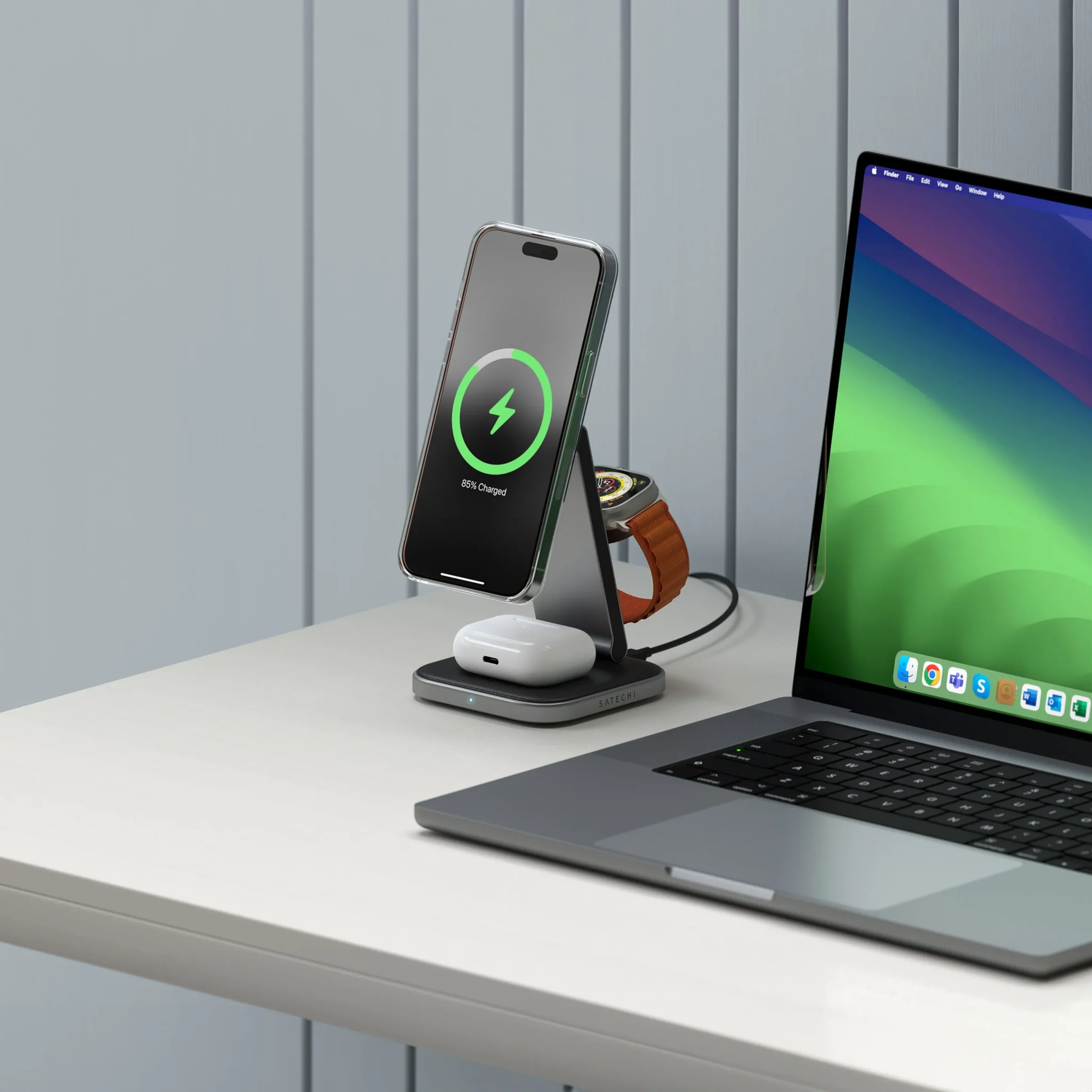 Đế sạc không dây Satechi 3-in-1 Foldable Qi2 Wireless Charging Stand - ST-Q31FM-EA - Satechi Việt Nam