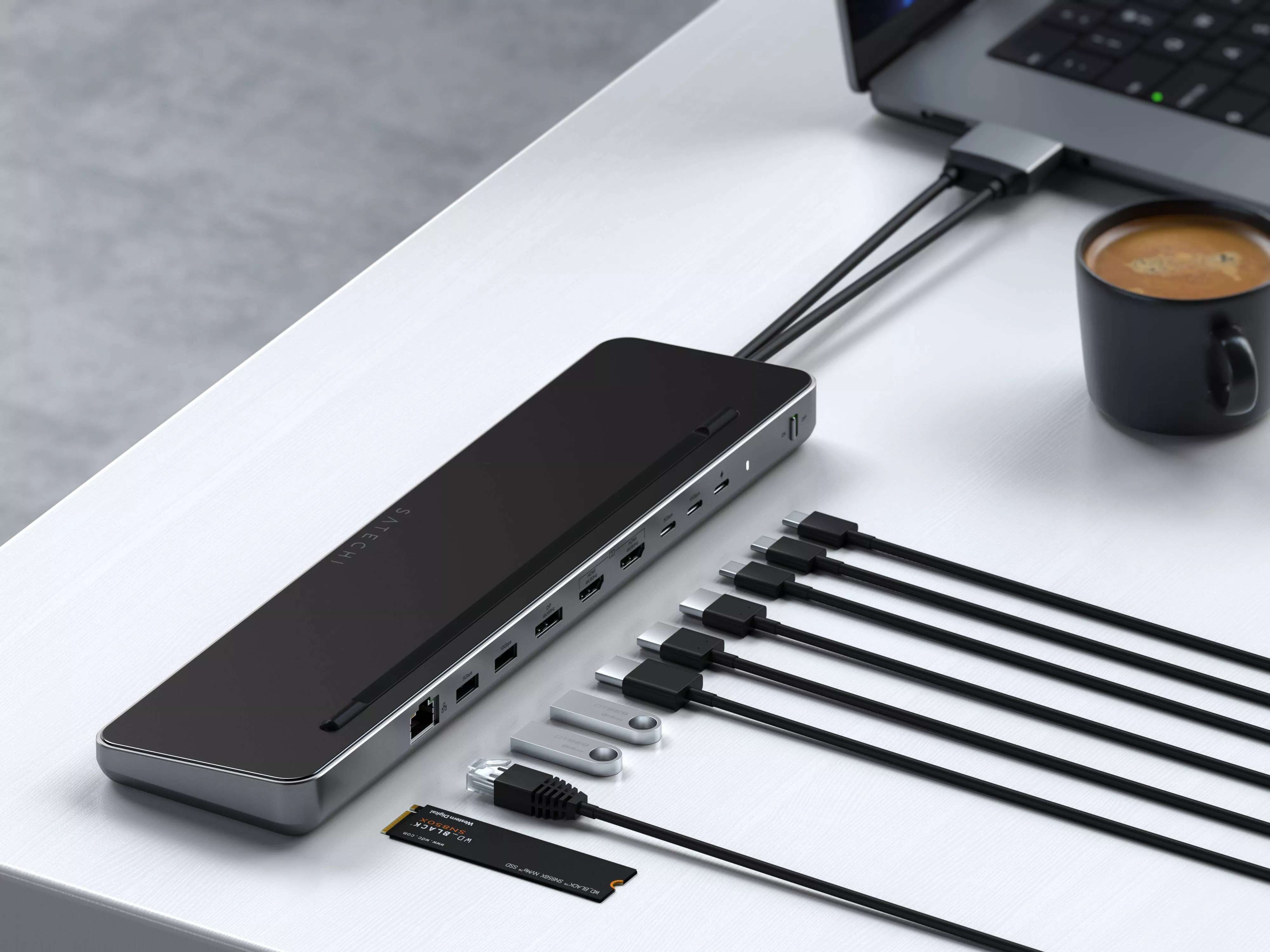 Dock kiêm Hub chuyển đổi Satechi 10in2 xuất 2 màn hình với khe gắn SSD M2 SATA/NVMe – ST-DDSM - Satechi Việt Nam
