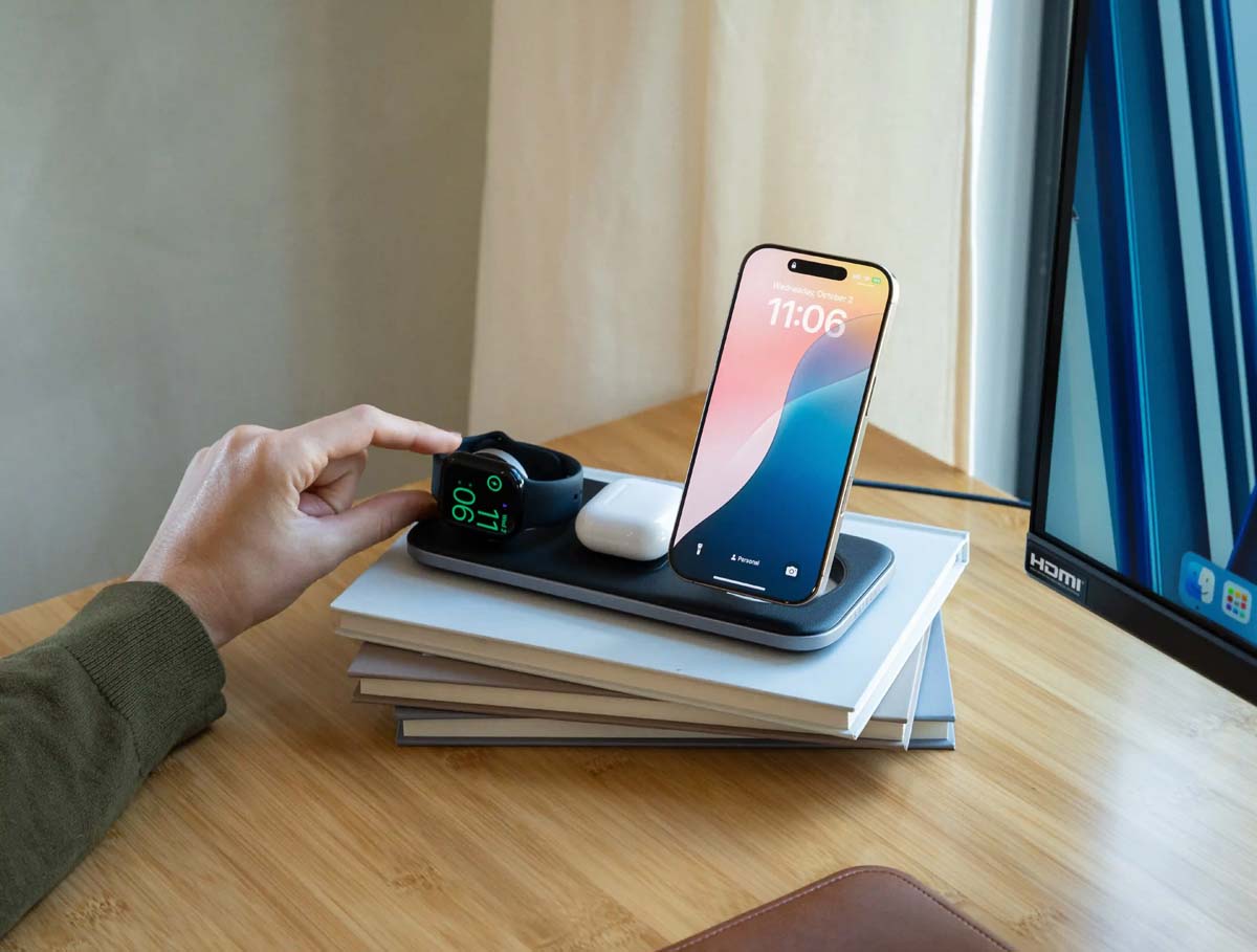 Đế sạc không dây Satechi 3 in 1 chuẩn Qi2 Trio Wireless Charging Pad - ST-QTPM - Satechi Việt Nam